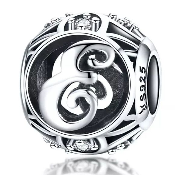 925 Sterling Silver Charm E - Picture 1 of 11